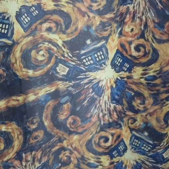 Doctor Who Exploding Tardis Kimono Chiffon Fringe Open Front Comic Con - Picture 10 of 14